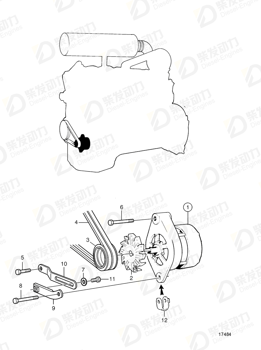 VOLVO Alternator, exch 3803260 Drawing